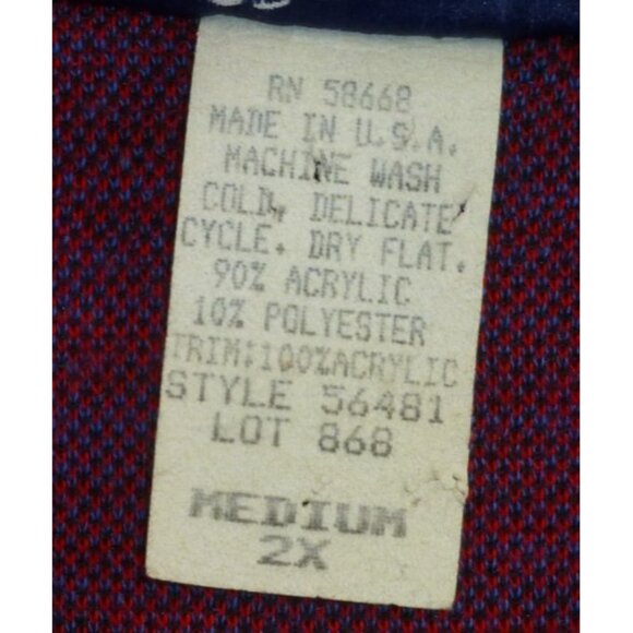 Vintage TopNotch Geometric Abstract Sweater 2X Black W/ Red & Blue Pattern USA M - Picture 4 of 6